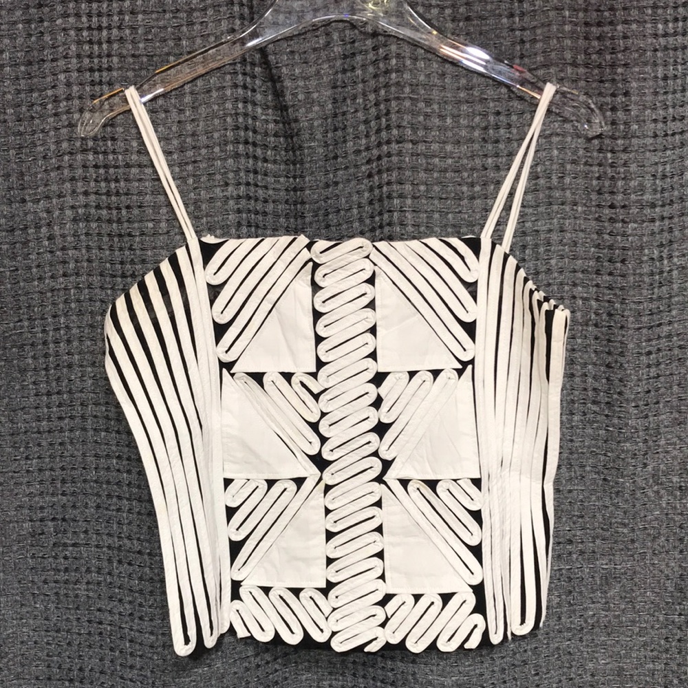 ANDREA ROSATI Tank Top, White over Black Mesh